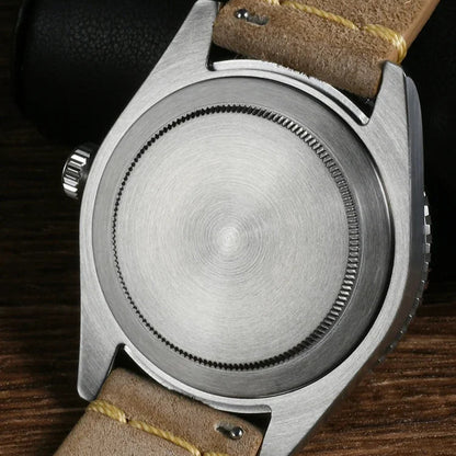 San Martin SN0134 – Men’s GMT Automatic Watch – Brushed Stainless-Steel Screw-Down Case Back Detail