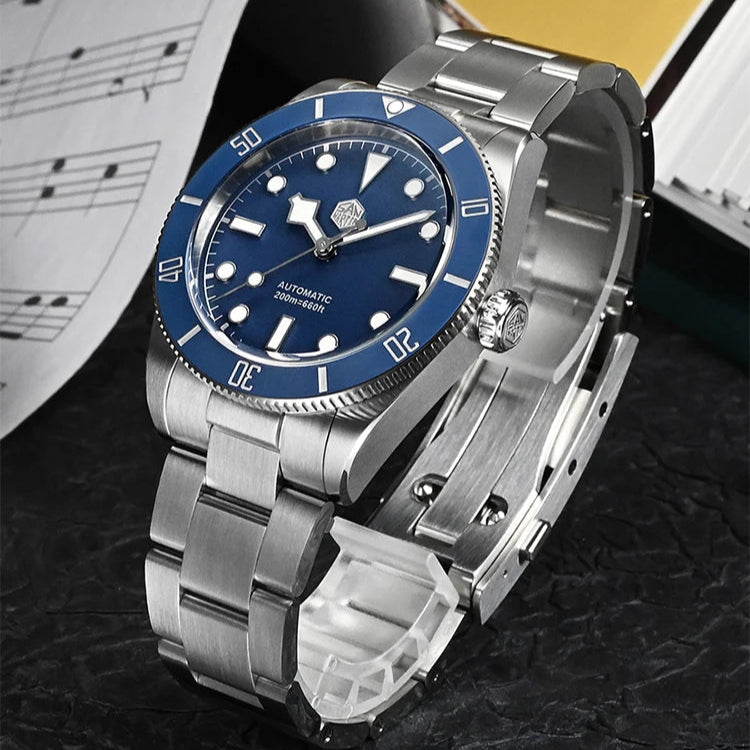 San Martin SN0138 Blue Dial Diver Watch – Stainless Steel Automatic Men’s Watch with Sapp