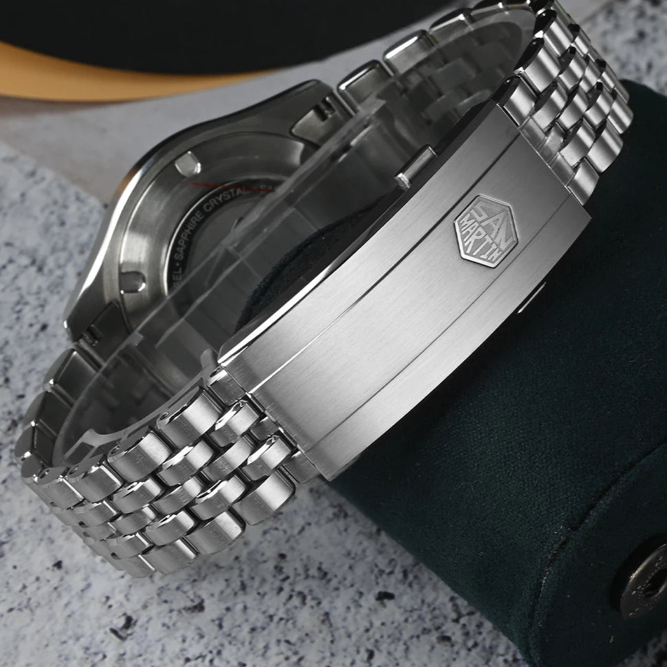 San Martin stainless steel bracelet clasp with logo engraving, for SN0144-DG automatic mechanical watch
