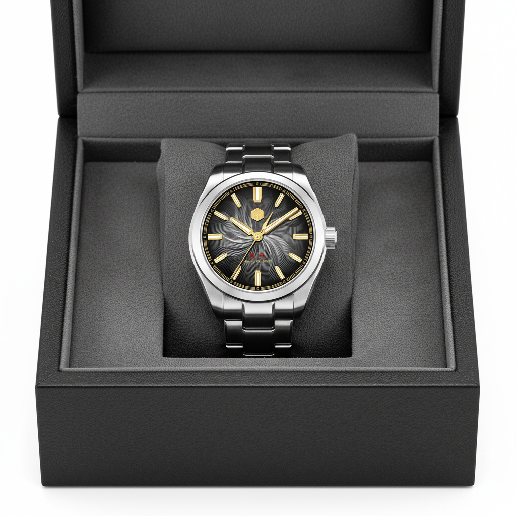 San Martin SN0144-GX6 automatic men’s watch displayed in premium presentation box