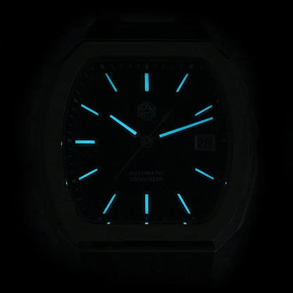 Luminous BGW-X1 blue glow on San Martin Automatic Sapphire Watch
San Martin SN0145 – Malachite Front