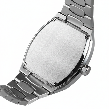 San Martin SN0145 automatic watch solid stainless steel caseback sapphire construction rear view