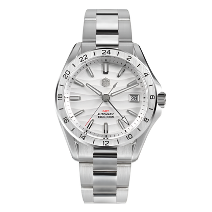 San Martin Desert GMT White Desert edition with textured white dial, NH34 automatic GMT watch, waterproof 100M