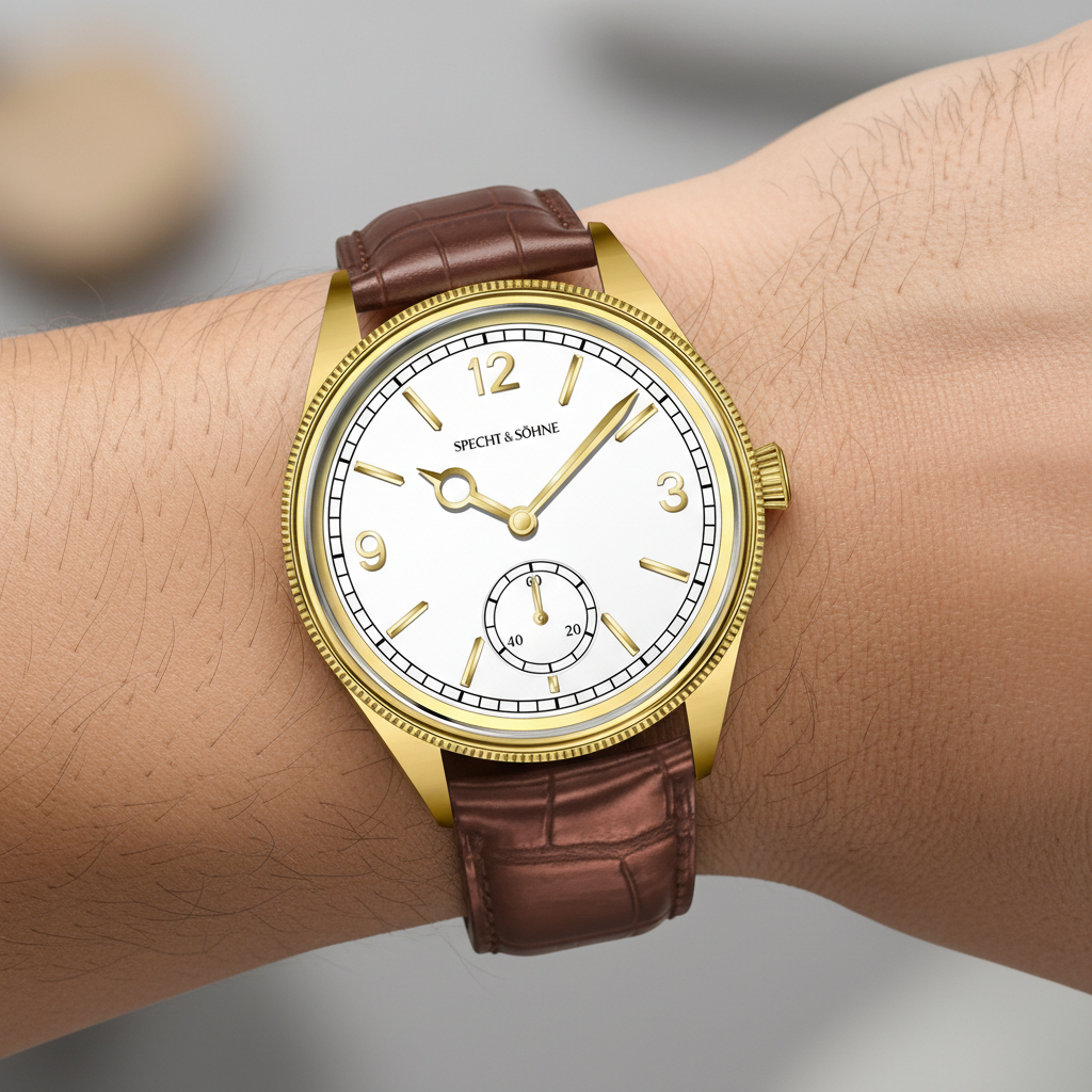 Specht & Söhne SP-1908 - - gold, white dial, wrist