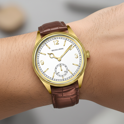 Specht & Söhne SP-1908 - - gold, white dial, wrist