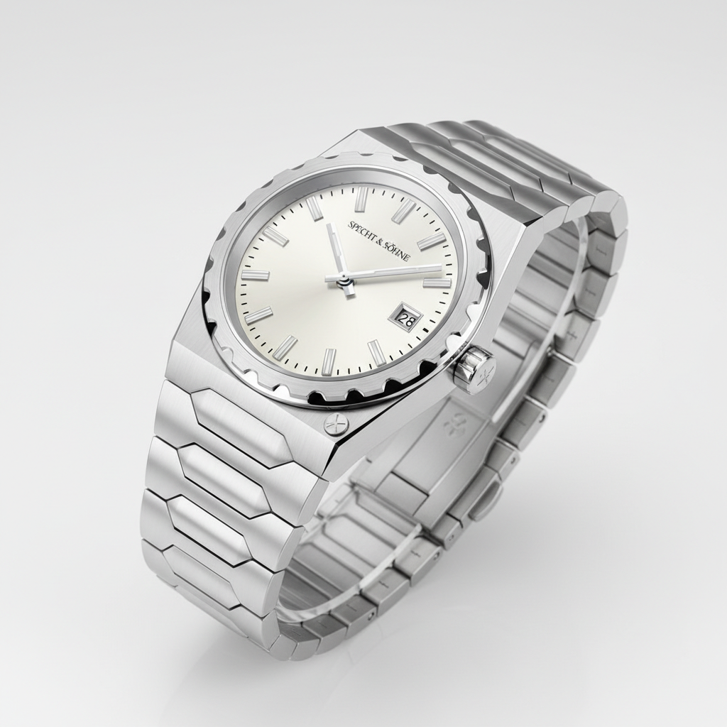 Specht & Söhne VC222 - Angled view, silver dial
