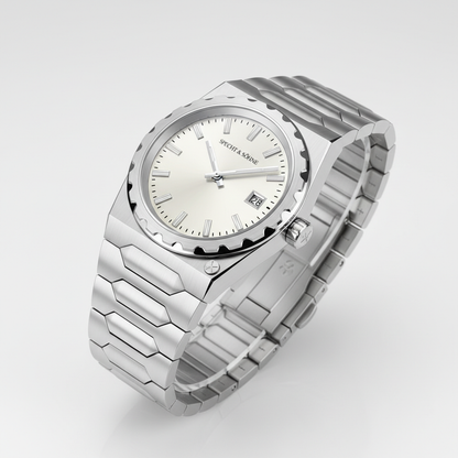 Specht & Söhne VC222 - Angled view, silver dial