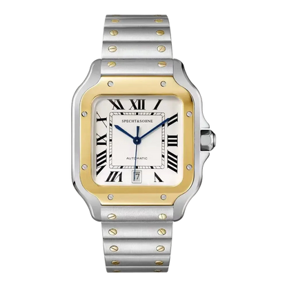 Specht & Sohne SP0011 - two-tone watch with gold bezel and white dial