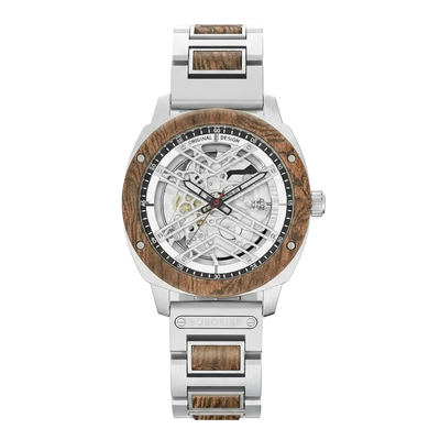BOBO BIRD GT104/T106 - Au - silver, wood bezel, skeleton