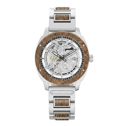 BOBO BIRD GT104/T106 - Au - silver, wood bezel, skeleton