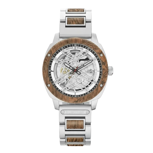 BOBO BIRD GT104/T106 - Au - silver, wood bezel, skeleton