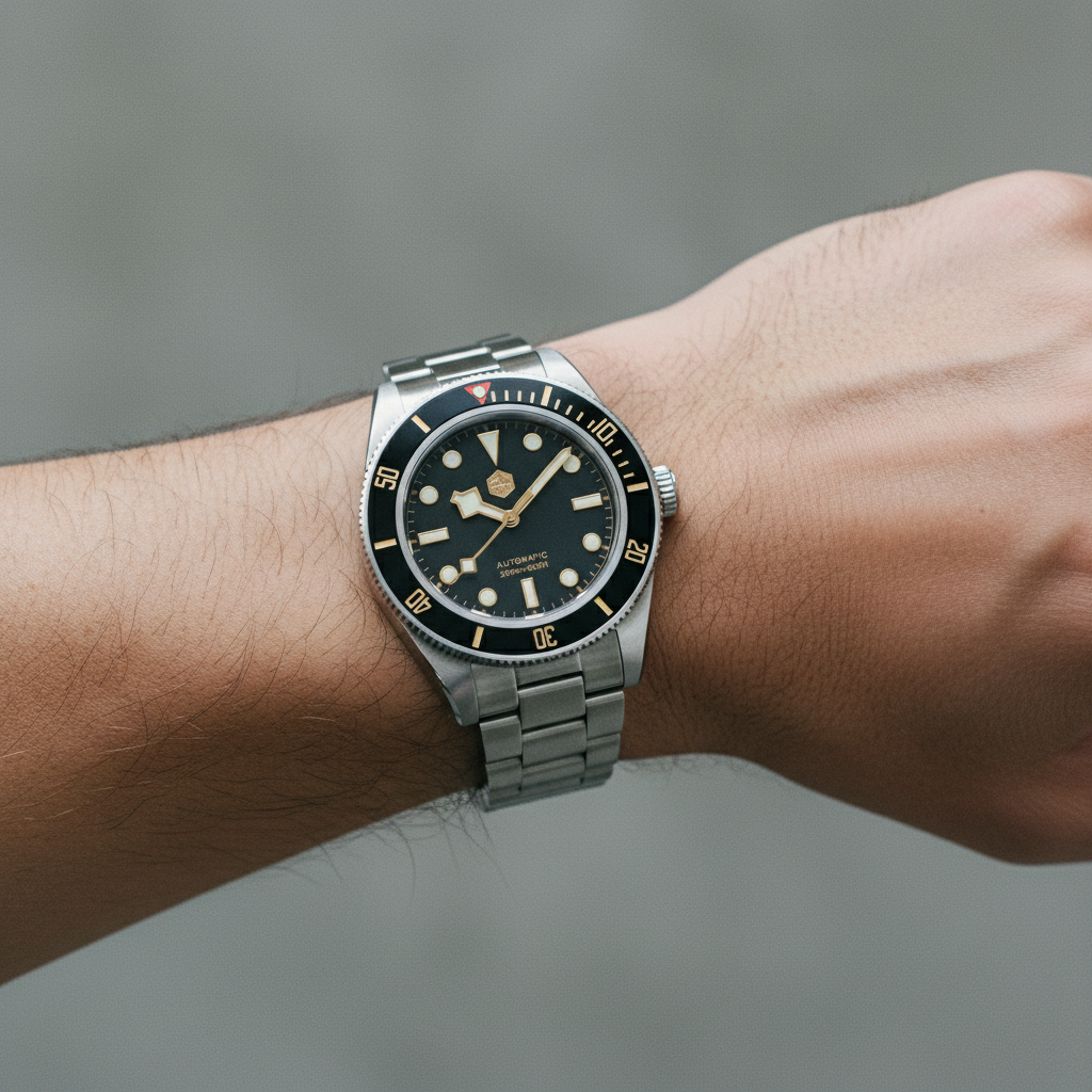 San Martin SN0008 - Autom - on wrist, black dial