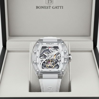 BONEST GATTI BG6001 – Automatic Skeleton Watch with Transparent Acrylic Case & Sapphire Crystal breitvacher