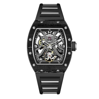 BREITVACHER Luxury Automatic Watch Men Carbon Fiber Mechanical Movement Silicone Strap 5 ATM Waterproof Watches breitvacher