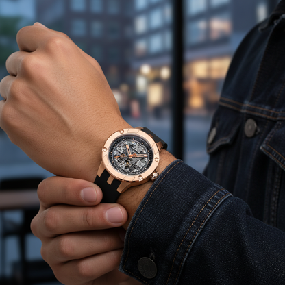 BONEST GATTI BG7701 Men's Automatic Skeleton  Watch - Black edition