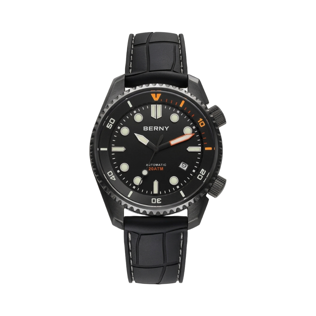 BERNY AM155M - black dial front view packshot