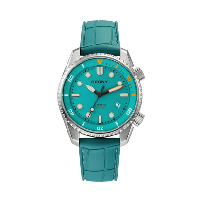 BERNY AM155M - turquoise dial turquoise strap front view packshot