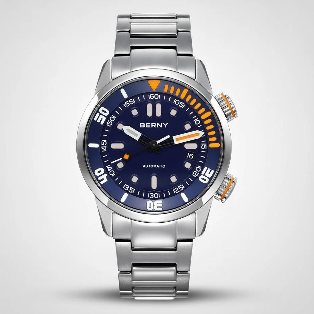 BERNY AM339M - blue dial front view