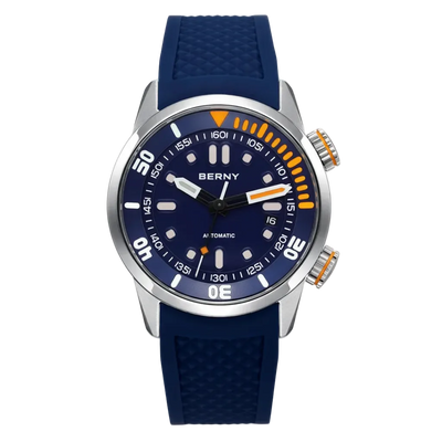 Berny AM339M - centered wristwatch, minimalist backdrop, elegant lighting