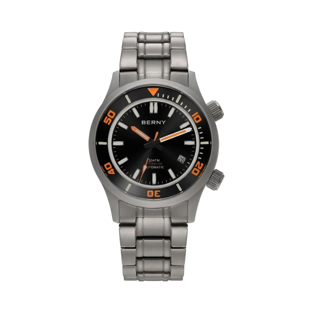 BERNY AMT149M Titanium Bracelet Dark Edition - Titanium Dive Watch with Miyota 8215