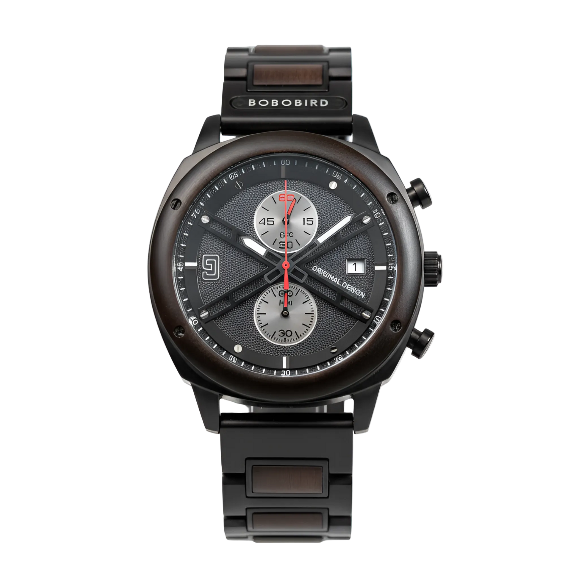 BOBO BIRD GT149 - Japanes - front, black, wood, chronograph