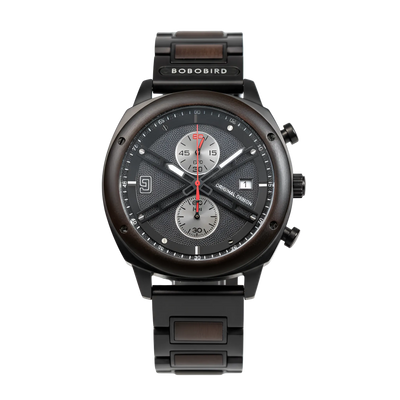 BOBO BIRD GT149 - Japanes - front, black, wood, chronograph