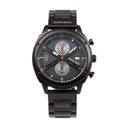BOBO BIRD GT149 - Japanes - front, black, wood, chronograph