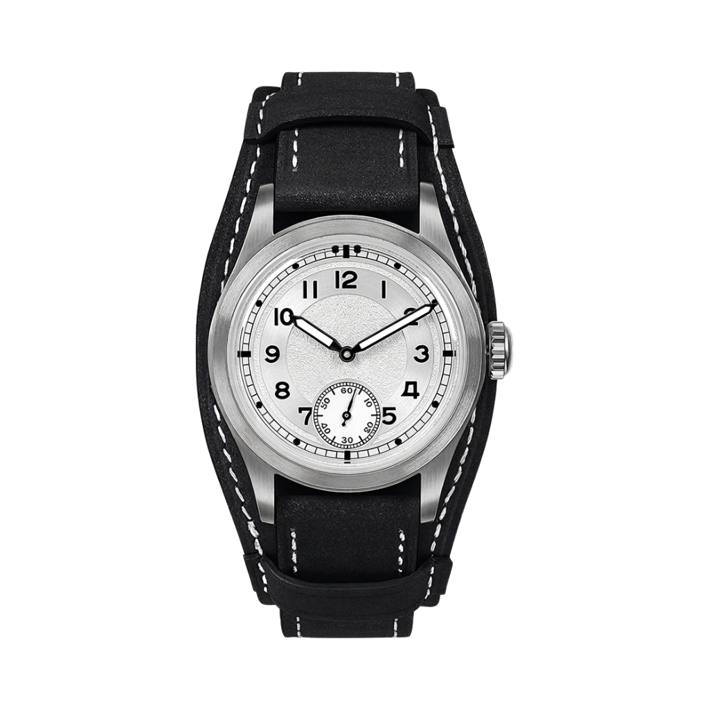 BODERRY HOU H1 - white dial black strap front view packshot