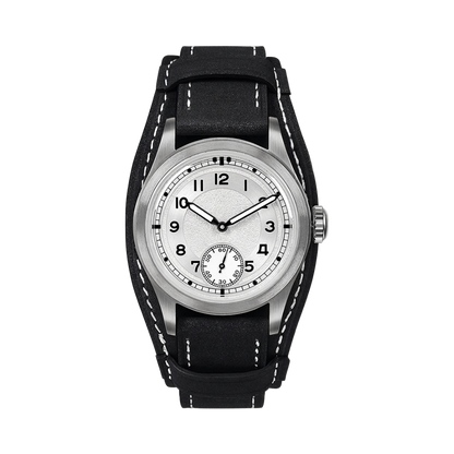 BODERRY HOU H1 - white dial black strap front view packshot