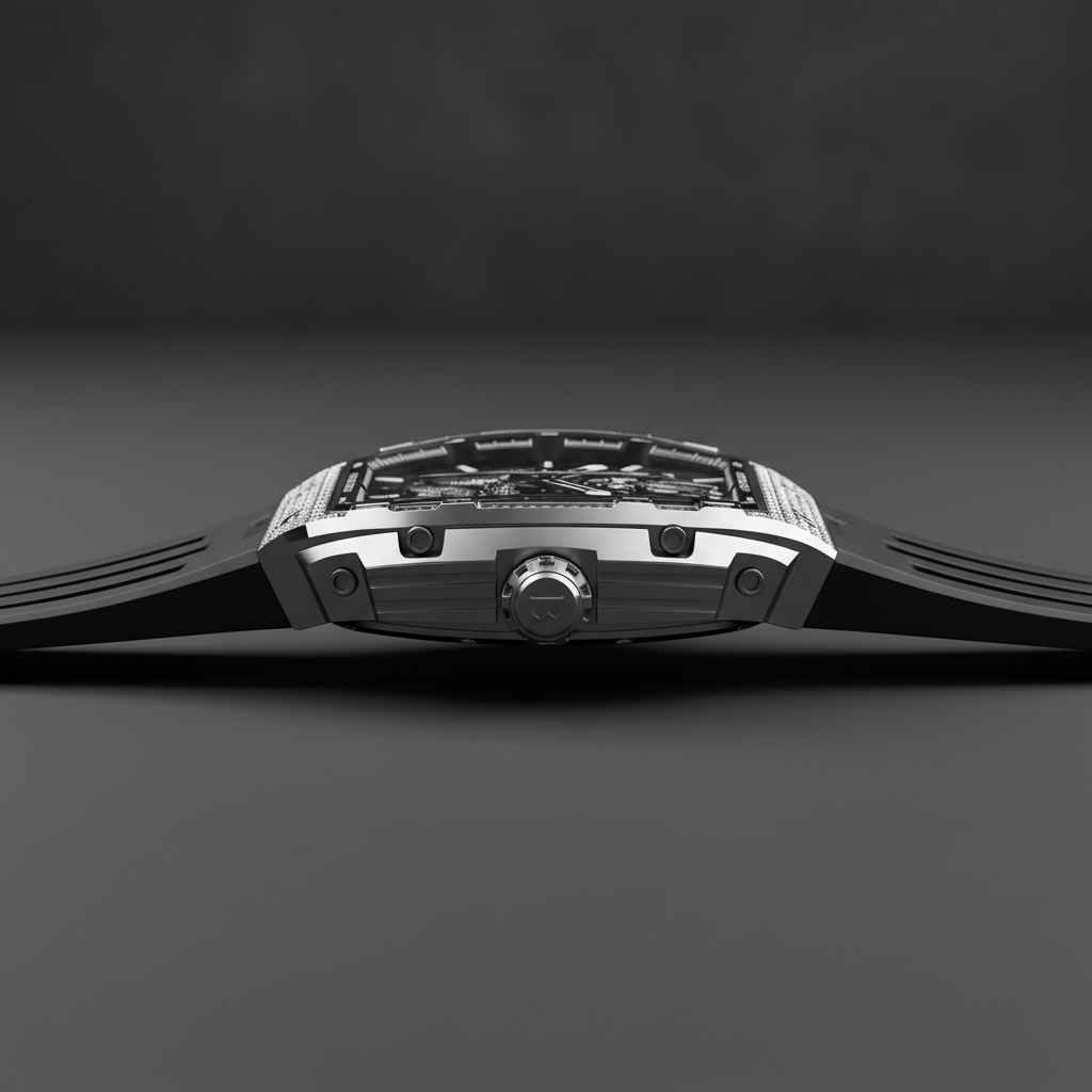 Bonest Gatti BG5605 iced stainless steel case side profile view