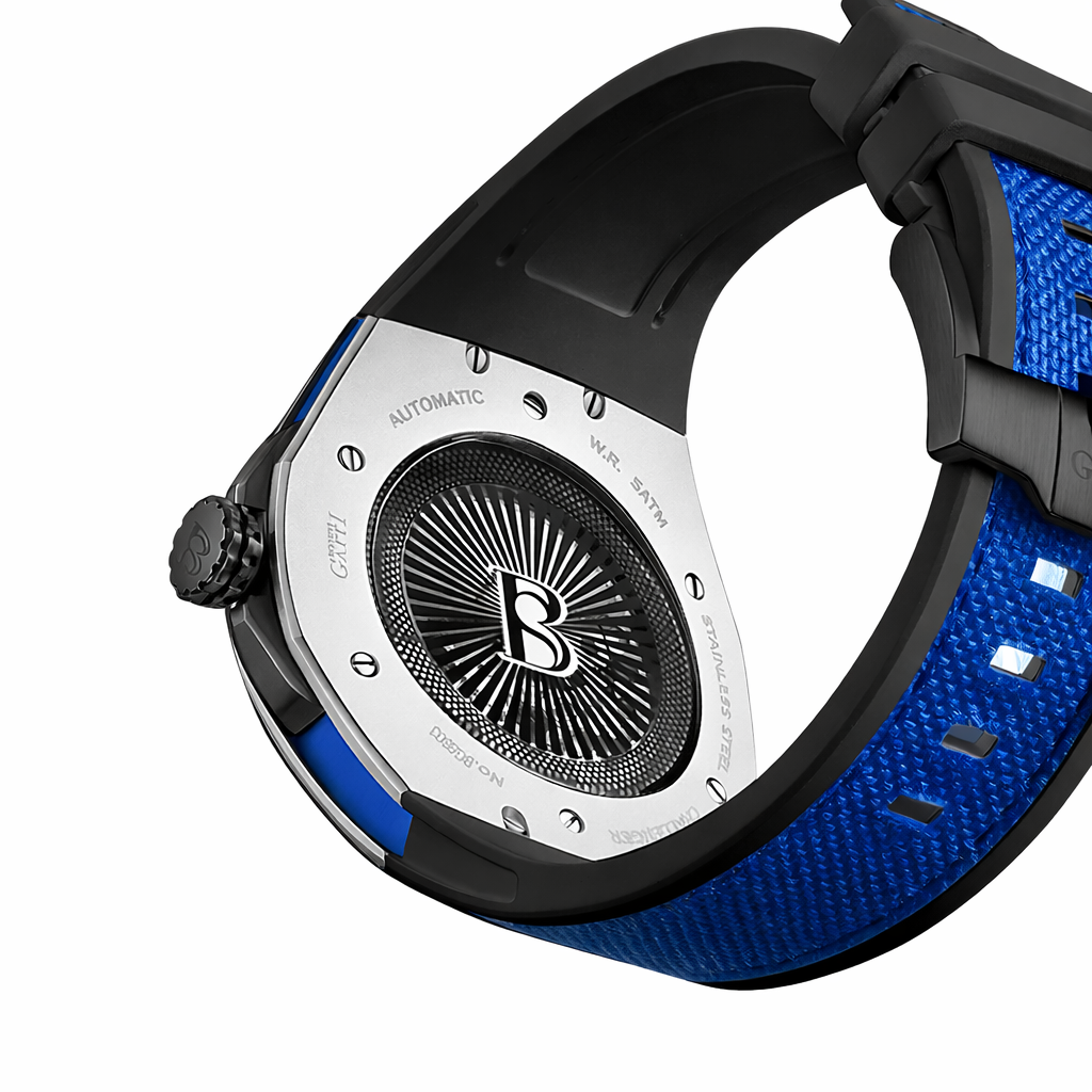 Bonest Gatti BG5803 automatic mechanical watch case back with engraved rotor and 5 ATM marking