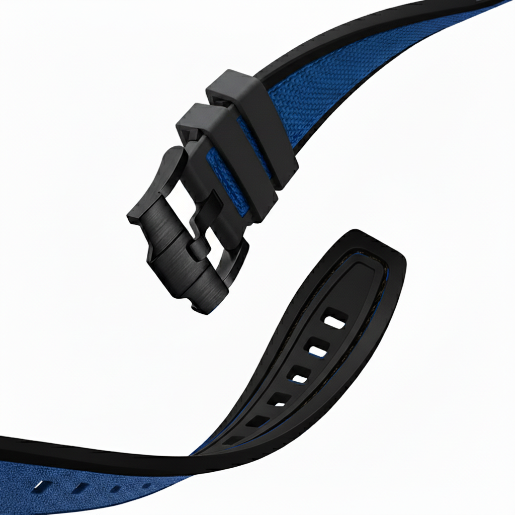 Bonest Gatti BG5803 blue strap detail showing black buckle and textured rubber material