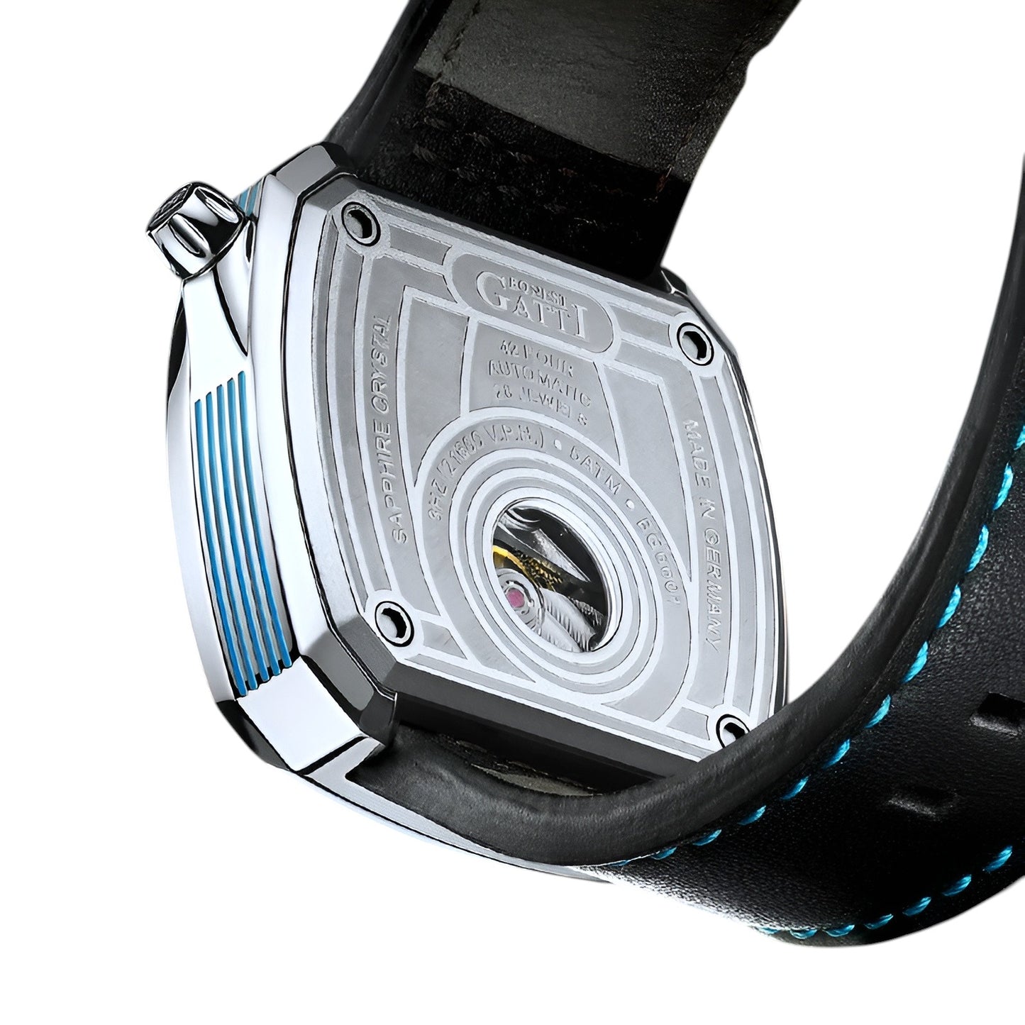 BONEST GATTI BG6601-A men’s automatic mechanical watch with sapphire crystal case back and visible movement