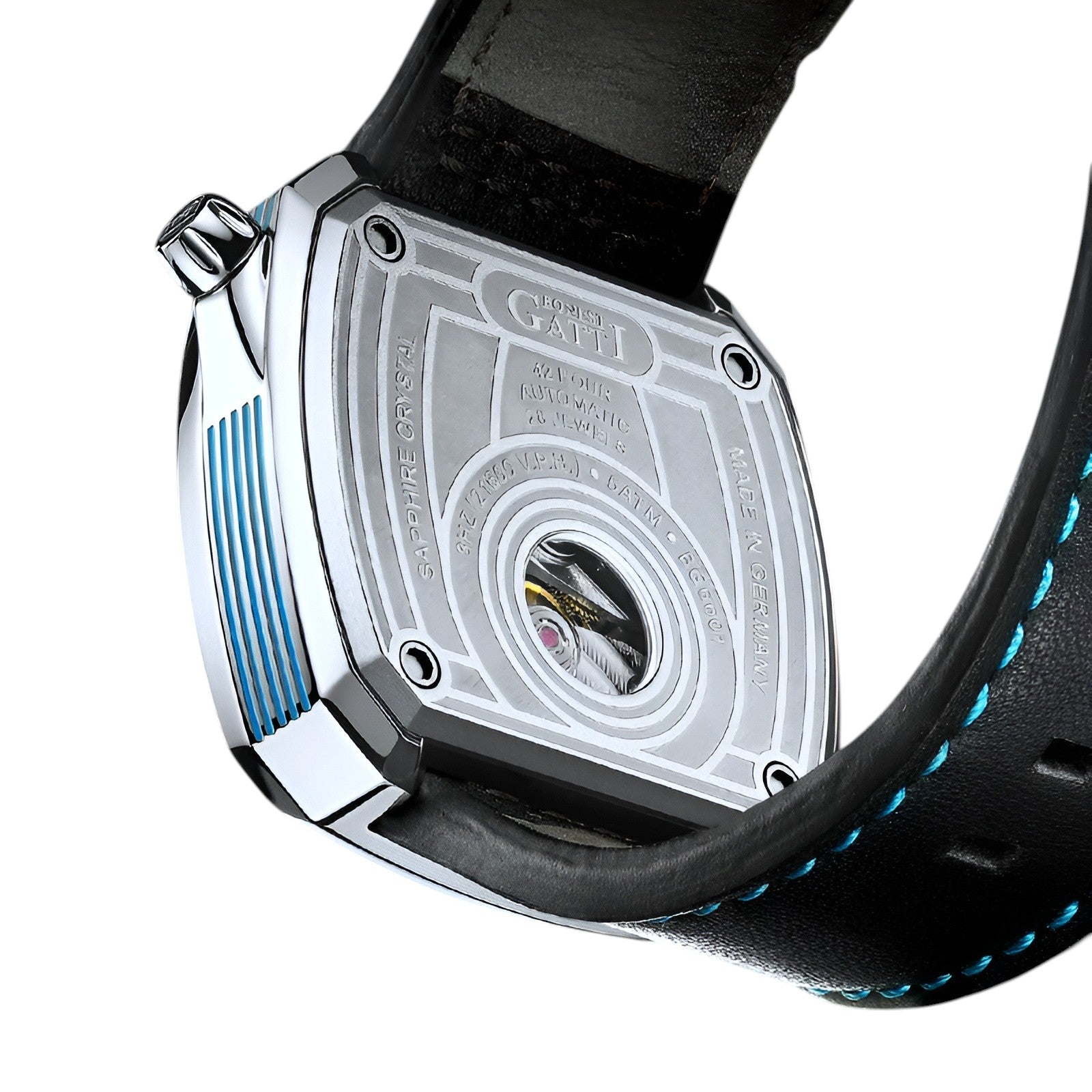 BONEST GATTI BG6601-A men’s automatic mechanical watch with sapphire crystal case back and visible movement