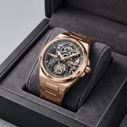 BONEST GATTI BG7004 - Mec - black dial, steel case, luxury presentation box