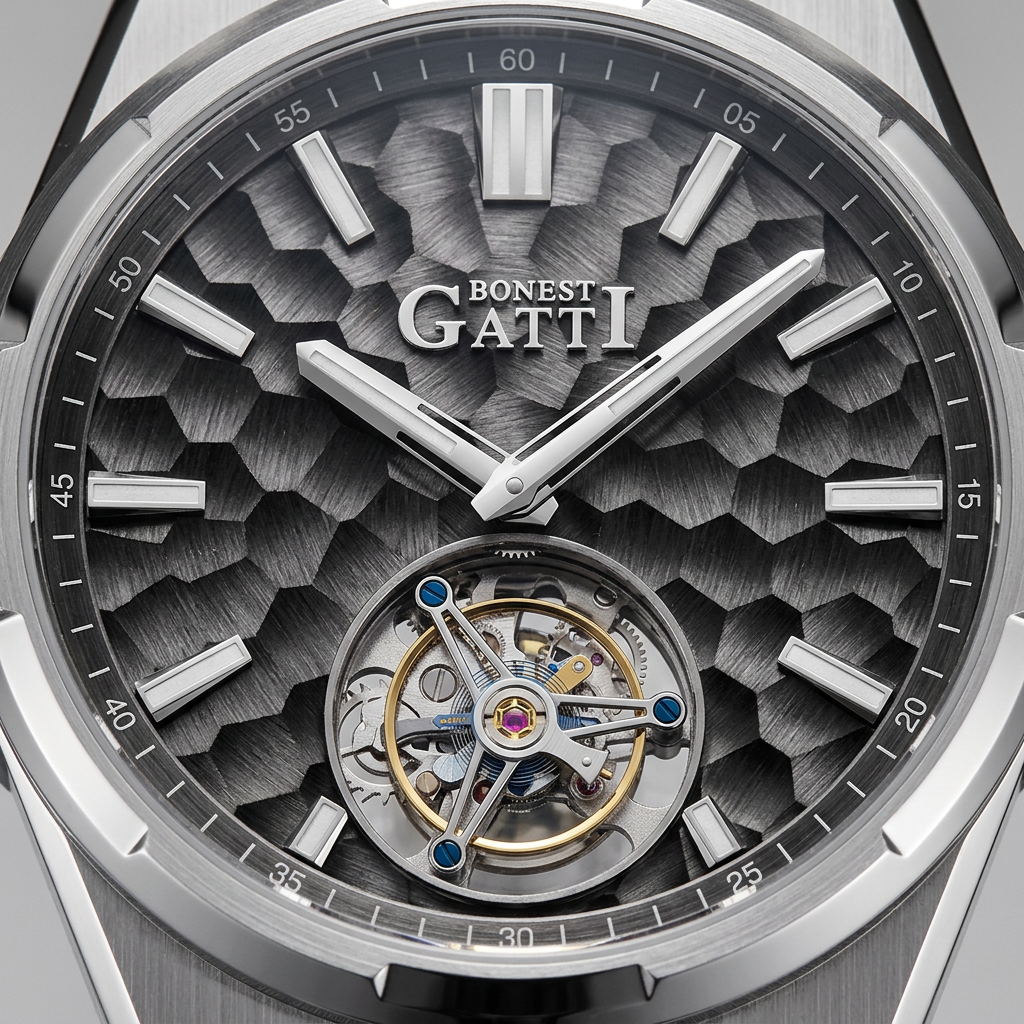 BONEST GATTI BG7005 - Aut - dial macro, technical horology, texture detail