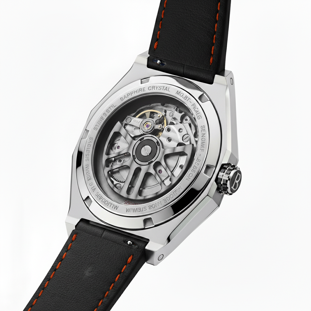 BONEST GATTI BG7601 transparent case back revealing automatic mechanical movement