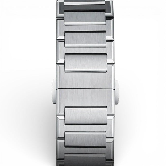 Close-up of BONEST GATTI BG7601-S silver stainless steel bracelet showing brushed links and premium finish