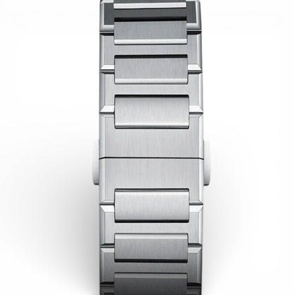 Close-up of BONEST GATTI BG7601-S silver stainless steel bracelet showing brushed links and premium finish