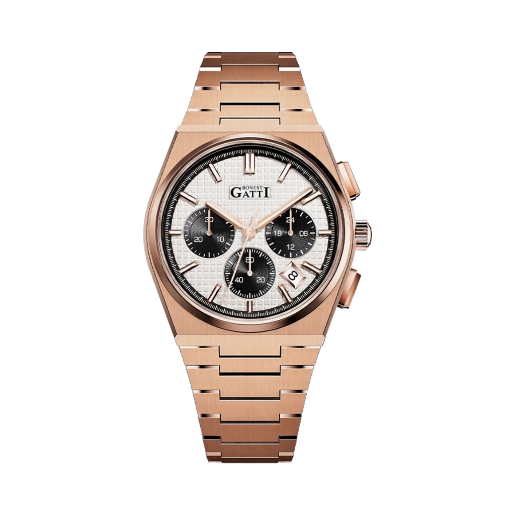 BONEST GATTI BG8016 - rose gold white dial front view packshot