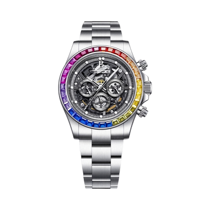 BONEST GATTI BG8018 - silver rainbow bezel front view packshot