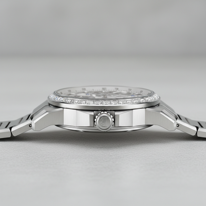 BONEST GATTI BG8802 automatic skeleton sports watch stainless steel side profile showing case thickness and crown