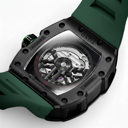 BONEST GATTI BG9905 automatic skeleton watch transparent case back movement view