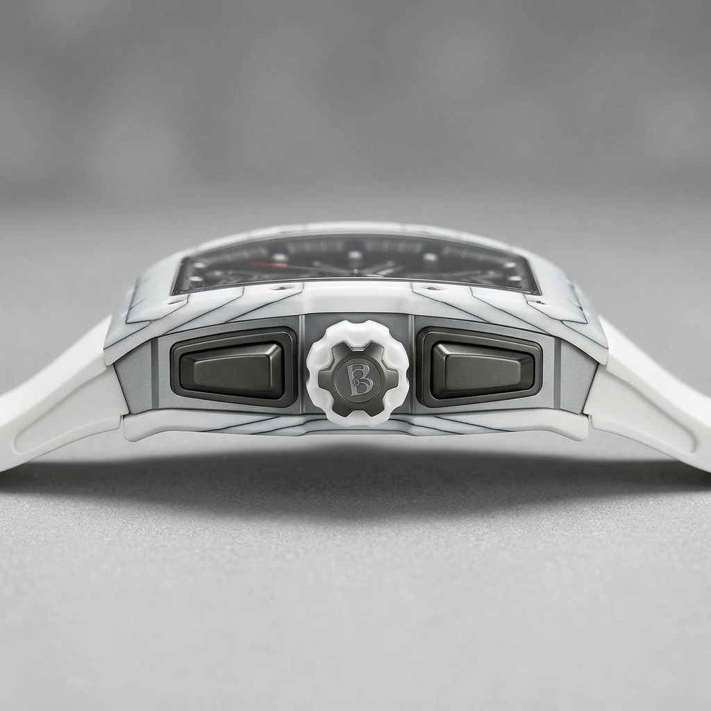 BONEST GATTI FW-6007 - Me - luxury wristwatch, side profile, metal case, chronograph