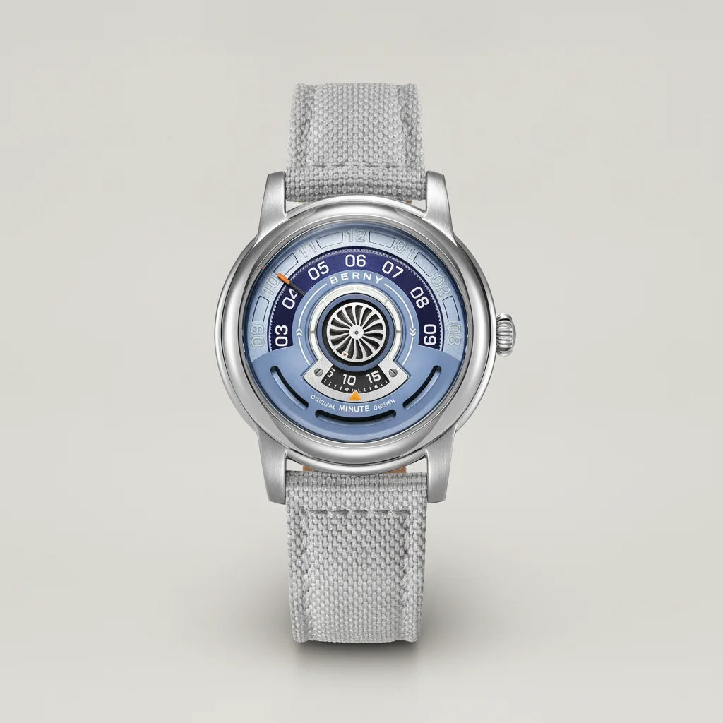 Breitvacher AM160L - centered luxury wristwatch, minimalist studio background, soft lighting