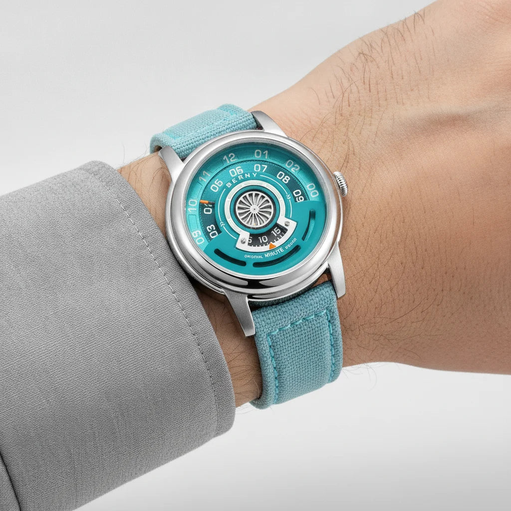 Breitvacher AM160L - centered luxury watch, minimalist studio background, elegant soft lighting
