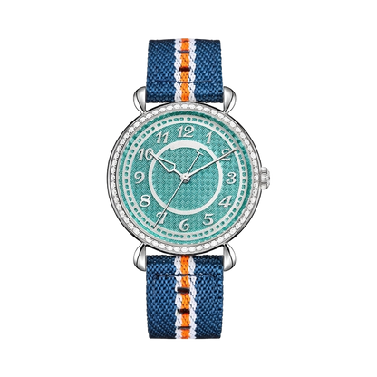 BREITVACHER Basketweave - turquoise dial crystal bezel front view packshot