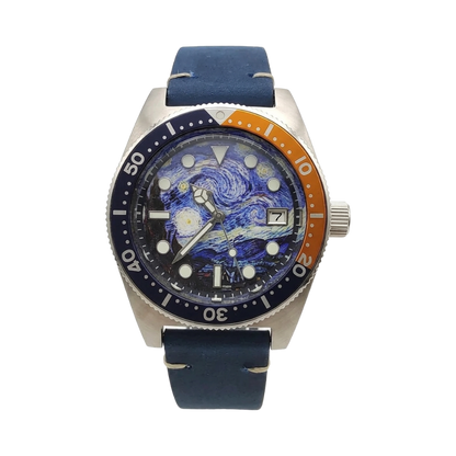 BREITVACHER BL35 - blue & orange bezel front view packshot