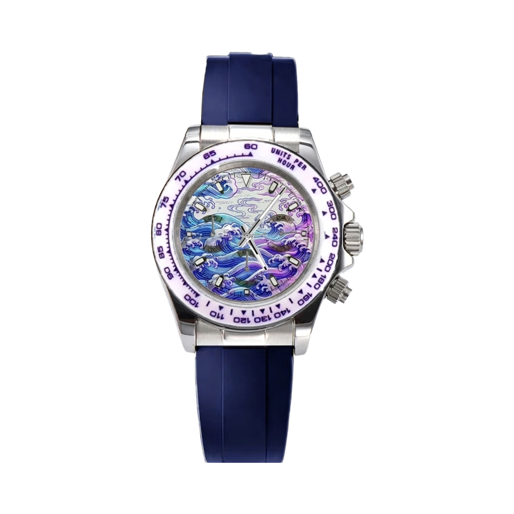 BREITVACHER Great Wave Chronograph Color Edition - Japanese Wave Watch with Tachymeter Bezel