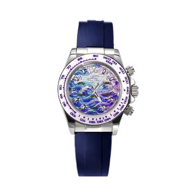 BREITVACHER Great Wave Chronograph - blue purple wave front view packshot